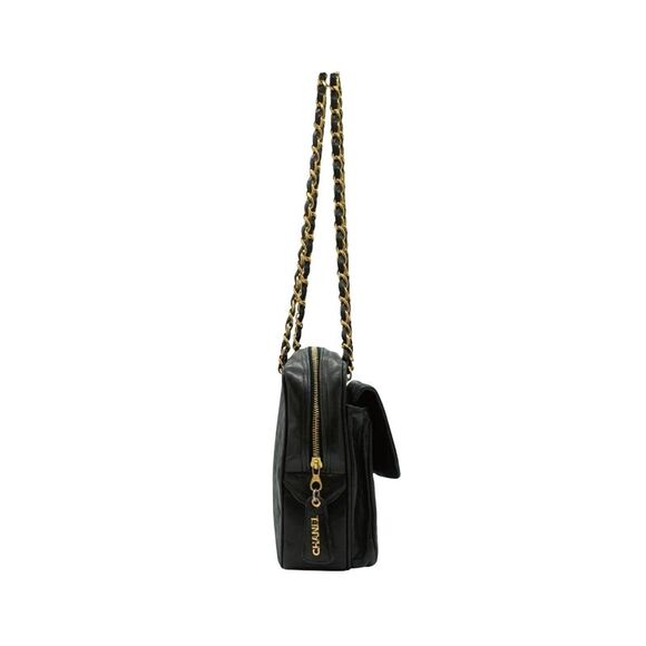 Pre Loved Chanel Leather Camera Shoulder Bag with Gold-Tone Hardware Women Black - Picture 2 of 5